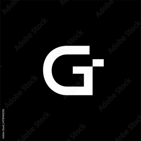 Fototapeta Simple and elegant GT letter logo design.