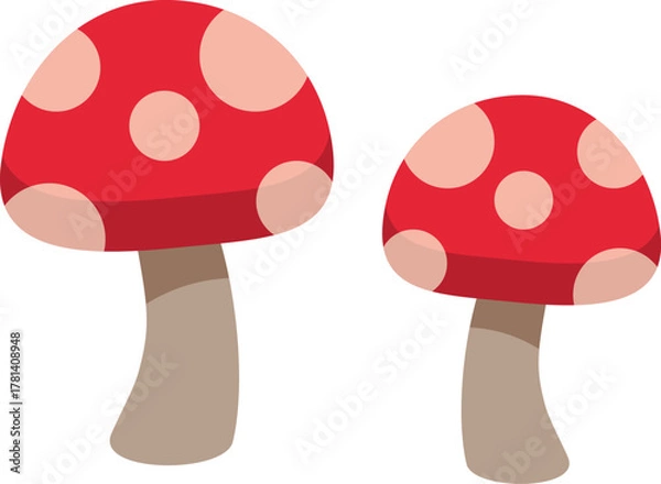 Obraz Cartoon illustration of two red spotted toadstools