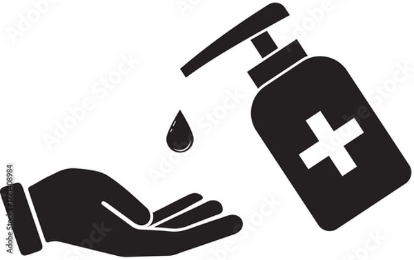 Obraz Icon of hand sanitizer being dispensed onto a palm
