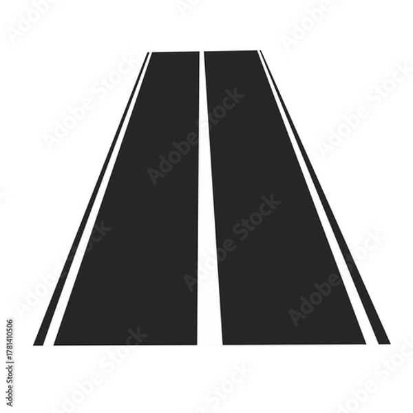 Fototapeta Flat vector illustration of a straight road with markings, simple and clean design perfect for travel, transport, and city infrastructure graphics