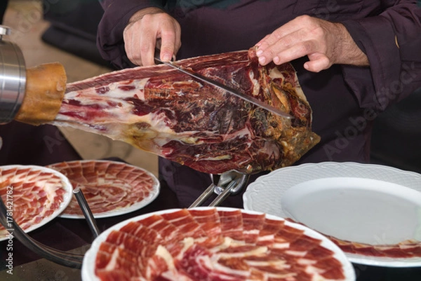 Obraz Iberian ham carving