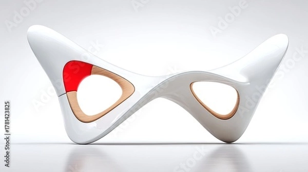 Fototapeta a unique, modern design resembling an upside-down bowl with a red and brown color scheme