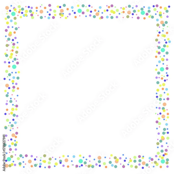 Obraz Square Frame of Multicolor Dots in Blue, Green, Yellow, Orange, Pink, and Purple for a Playful, Festive, and Minimalist Decorative Design