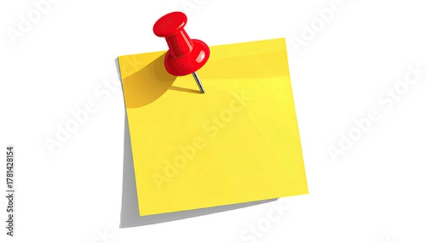 Obraz Yellow square note stuck with a red pushpin