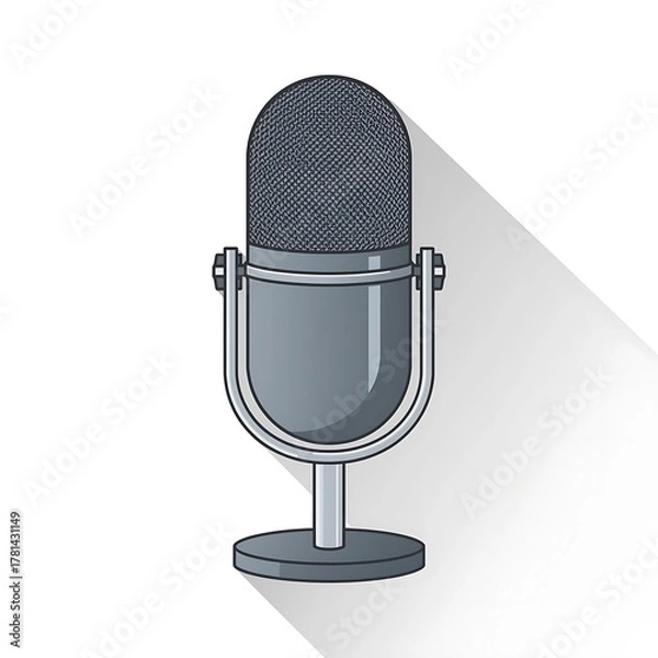 Fototapeta Classic vintage microphone icon for radio voice and karaoke entertainment isolated on white background