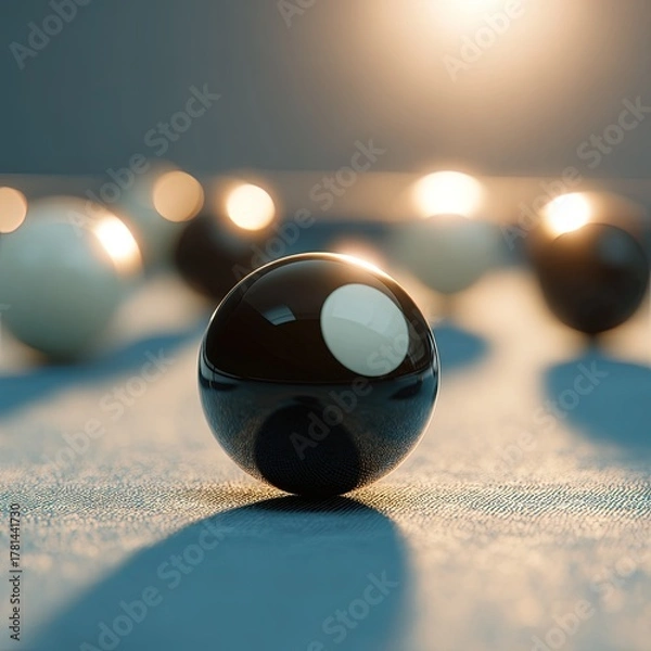 Obraz Black And White Pool Balls Studio Shot