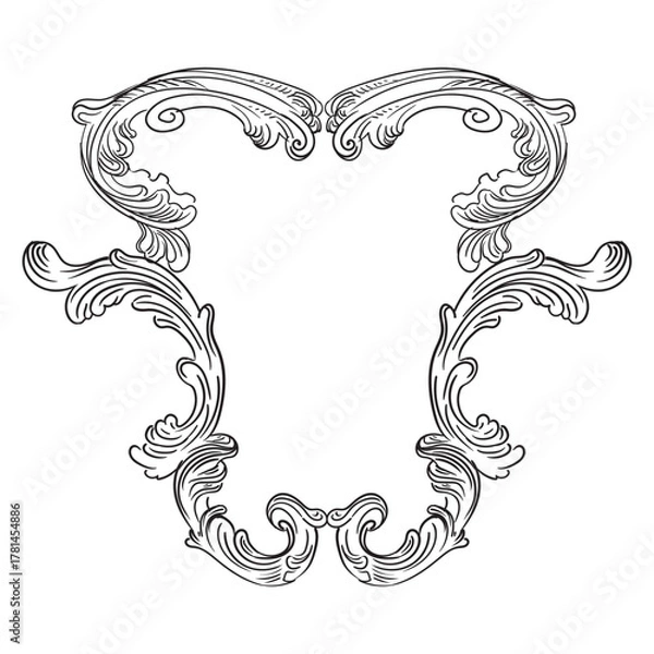 Obraz Vector engraved frame ornate baroque illustration