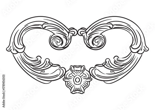 Obraz Vector engraved oval shape frame baroque design element