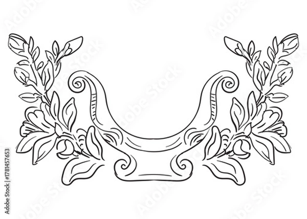 Fototapeta Symmetric hand drawing baroque frame vector artwork