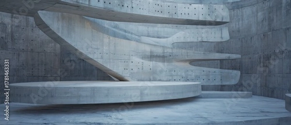 Fototapeta Abstract concrete architecture showcasing sleek, modern design elements.