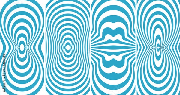 Obraz Abstract optical illusion pattern with repeating turquoise and white oval shapes