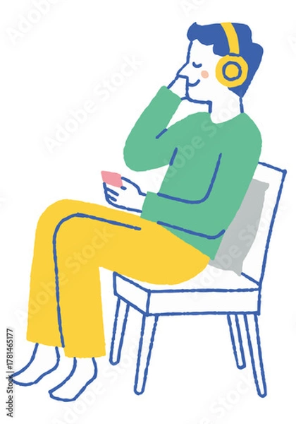 Obraz Man listening to music with headphones_color