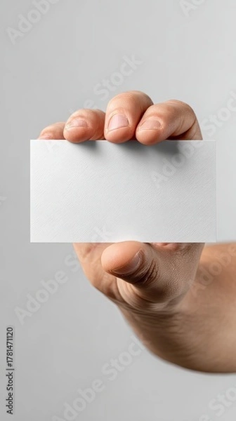 Fototapeta Hand Holding Blank Marble Texture Business Card