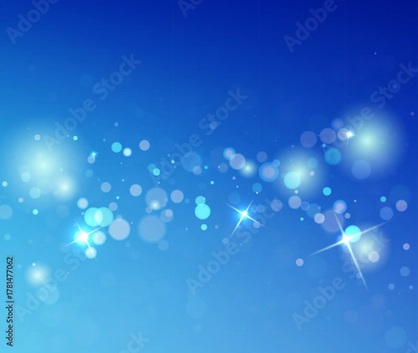 Obraz Blue Vector Bokeh Background With Sparkles For Ecommerce Holiday Sale