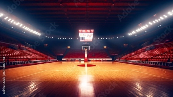 Obraz バスケットボールのコート、バスケ試合前の風景