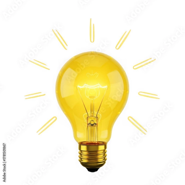 Fototapeta Bright idea bulb isolated on white background isolated on transparent background