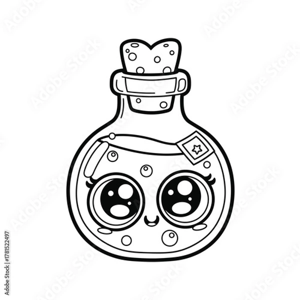 Obraz Kawaii Potion Bottle Coloring Page