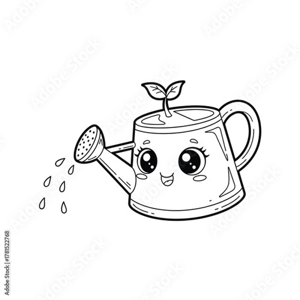 Fototapeta Simple Kawaii Watering Can Mascot Vector