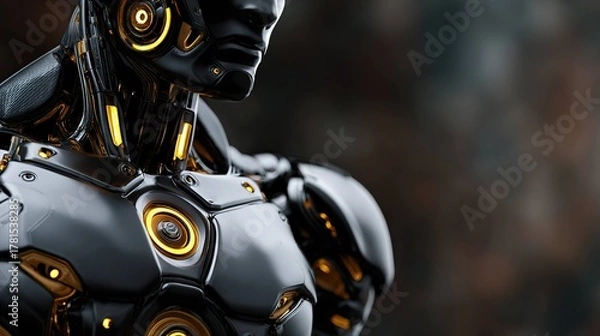 Fototapeta Futuristic robot torso design cybernetic humanoid armored