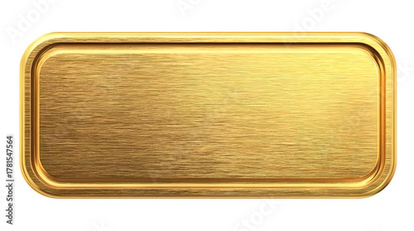 Obraz A rectangular gold metal plate with rounded corners and a brushed texture