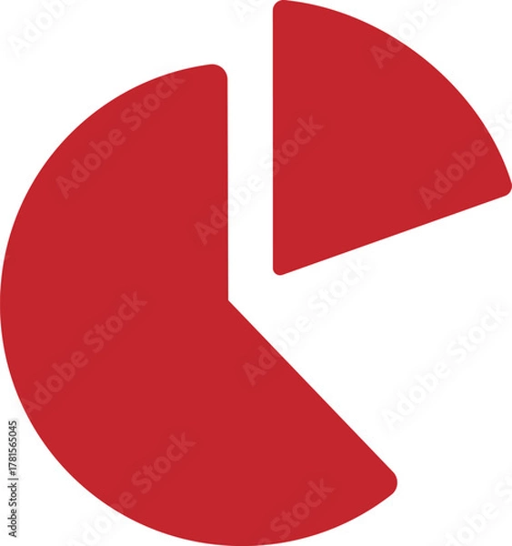 Fototapeta Red Pie Chart Icon on White Background graph data ,pie chart, chart, graph, data, statistics, analysis,