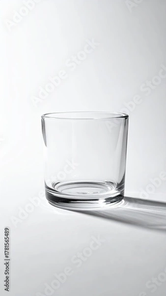 Obraz Clear glass tumbler, empty, on white background