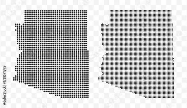 Fototapeta Black dotted map set of the state of Arizona USA Modern vector illustration on transparent background
