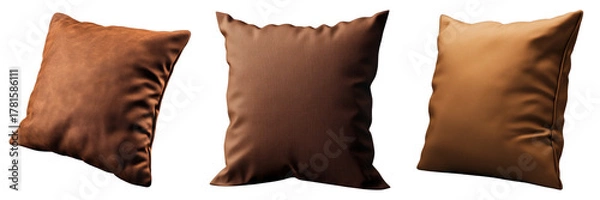 Fototapeta Three brown pillows arranged to showcase texture and shades