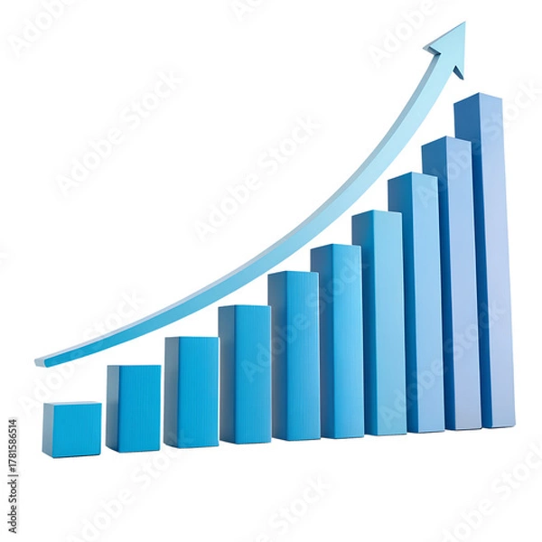 Fototapeta Growth chart with arrow going up showing business success and progress