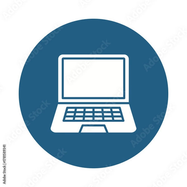 Fototapeta Modern white laptop computer icon isolated on transparent background