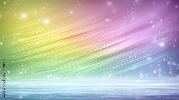 Obraz A vibrant, abstract background featuring flowing colors and sparkling elements, a dreamy, ethereal atmosphere, blurred rainbow background