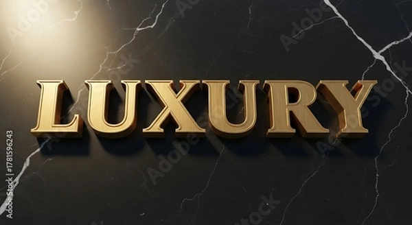 Fototapeta Golden luxury lettering on a dark marble background conveys elegance and highend quality for branding and design projects with a sophisticated aesthetic