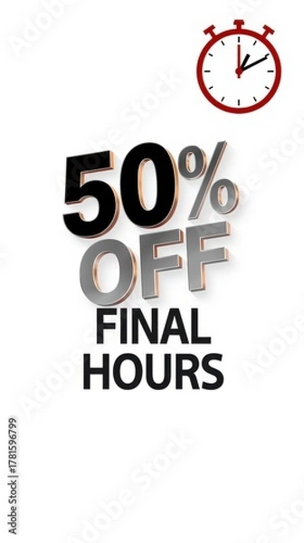 Fototapeta Black friday sale banner 50% discount on final hours shopping deals for business enthusiasts