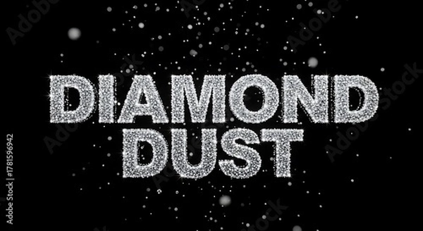 Fototapeta Sparkling diamond dust text effect on a black background creating a luxurious and glamorous feel perfect for elegant designs and high end branding projects