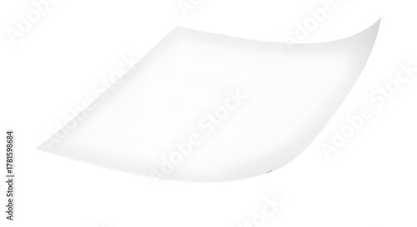 Fototapeta Blank white sheet of paper floating on white background