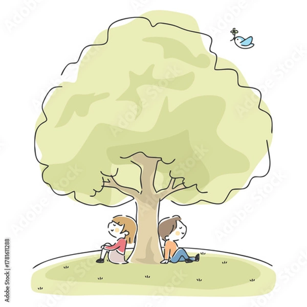 Obraz かわいい男の子と女の子のイラスト