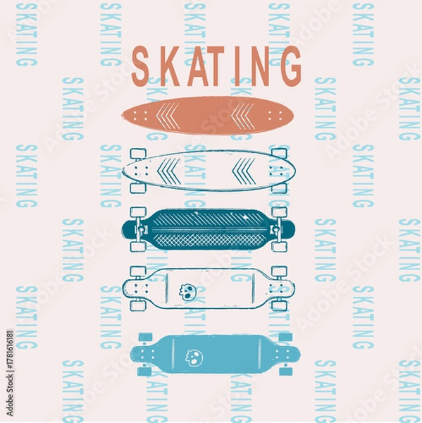 Obraz free vector skate t-shirt design.