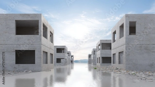 Fototapeta 3D-printed homes replacing disaster-hit housing, Post-disaster regeneration