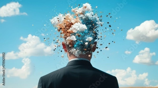 Fototapeta A surreal interpretation of AI consciousness expanding, Rare Computing