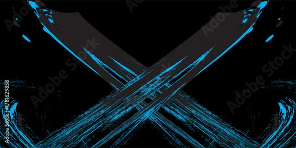 Obraz light blue black brush wrap car sticker pattern abstract banner sporty lines light blue black color combination grunge brush pattern, Modern.