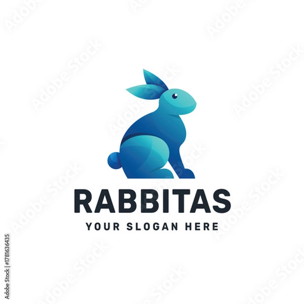 Fototapeta Rabbitas Logo – Blue Gradient Rabbit Symbol for Modern and Creative Branding