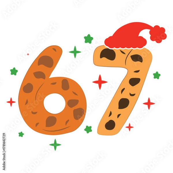 Fototapeta Six Seven  Christmas 67 Six Seven Cookies Santa T-Shirt Design