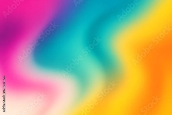Fototapeta Smooth vivid color blend of magenta, turquoise, lemon, and white with gentle fluid waves, HDR contrast, and visible texture depth.
