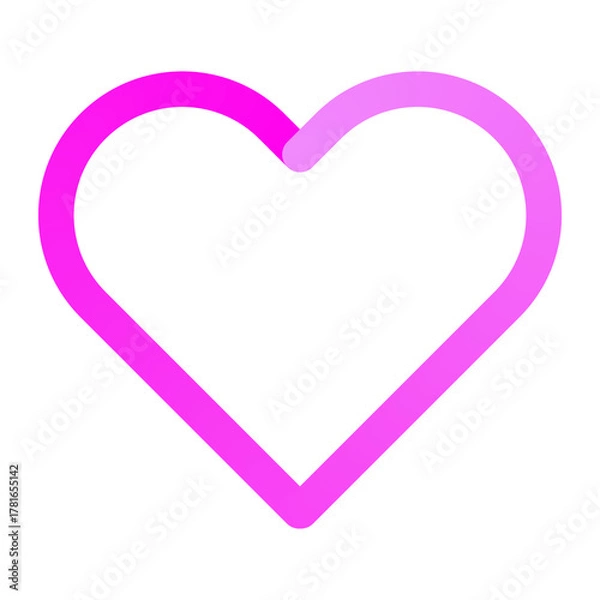 Fototapeta Pink and Purple Gradient Heart Icon Love Shape PNG Isolated on Transparent Background for Design Use