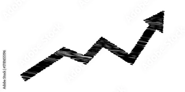 Fototapeta Black Scribble Arrow Graph Pointing Upward Symbolizing Growth Trend Success Isolated on Transparent Background
