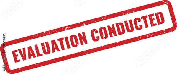 Fototapeta Professional evaluation conducted red grunge rectangular rubber stamp for official review process