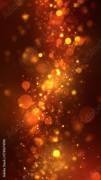 Fototapeta abstract background with bokeh lights orange golden holiday burnt autumn