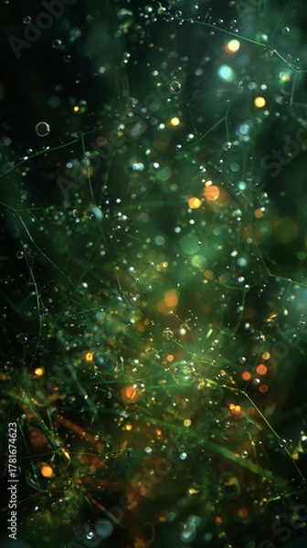 Fototapeta abstract colorful bokeh background glitter mobile vertical format background wallpaper green gold bokeh glowing