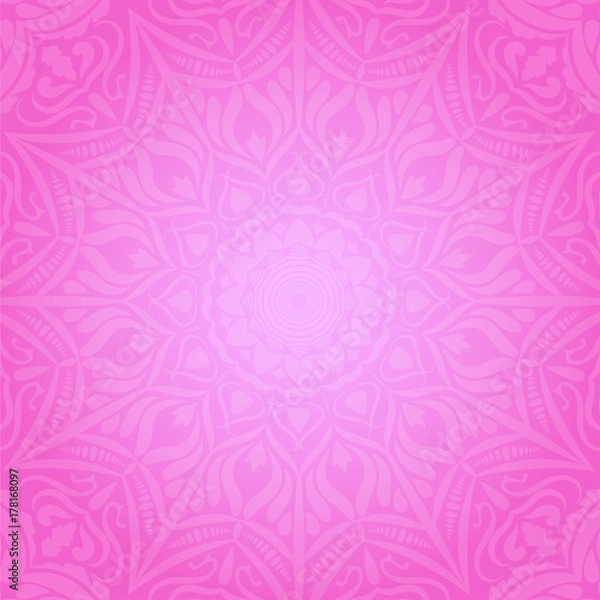 Fototapeta Ethnic decorative round element  pink soft background