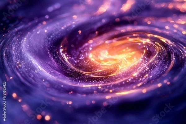 Fototapeta Colorful abstract image of a bright spiral galaxy in deep space